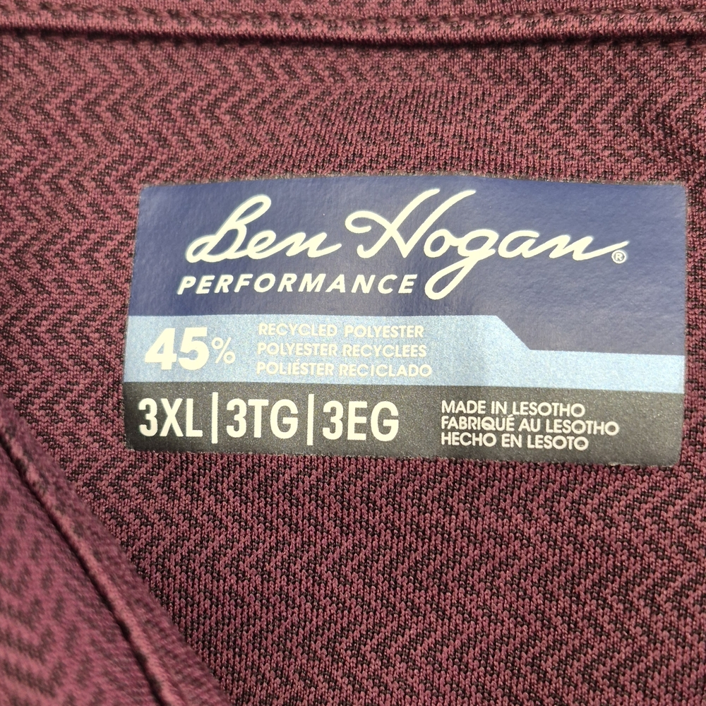 Ben Hogan Performance Polo Shirt Mens 3XL Burgundy & Blue Golf Stretch 2pcs - Picture 2 of 11